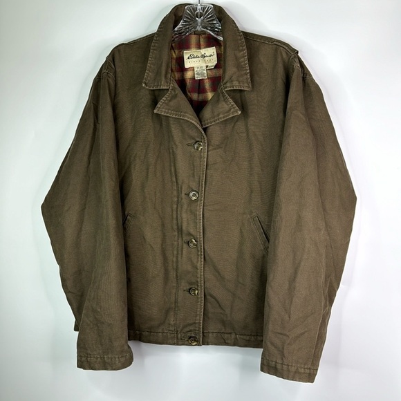 Vintage Eddie Bauer Brown Lined Chore Coat Size Large - Picture 1 of 8